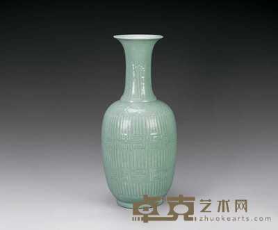 清乾隆 粉青釉竹节回纹大瓶 22.1×76.5cm